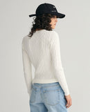 Stretch Cable Round Neck Jumper - Eggshell