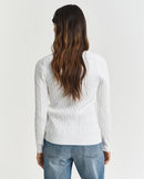 Stretch Cotton Cable Knit Cardigan - Eggshell