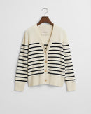 Striped Cotton Cardigan - Eggshell