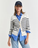 Striped Cotton Cardigan - Eggshell
