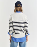 Striped Cotton Cardigan - Eggshell