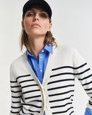 Striped Cotton Cardigan - Eggshell