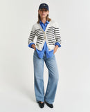 Striped Cotton Cardigan - Eggshell