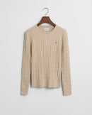 Stretch Cable Round Neck Jumper - Seed Melange