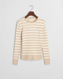 Cable Stripe Round Neck Jumper - Seed Melange