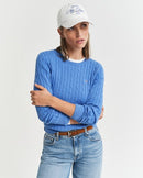 Stretch Cable Round Neck Jumper - Perfect Blue