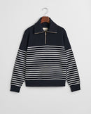 Breton Rib 1/2 Zip Sweatshirt - Evening Blue