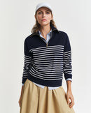 Breton Rib 1/2 Zip Sweatshirt - Evening Blue