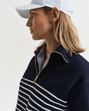 Breton Rib 1/2 Zip Sweatshirt - Evening Blue