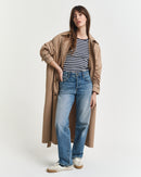 Striped Ribbed Short Sleeve T-Shirt - Evening Blue