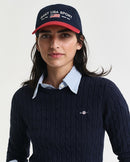 Stretch Cable Round Neck Jumper - Evening Blue