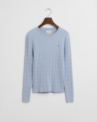 Stretch Cable Round Neck Jumper - Fresh Blue