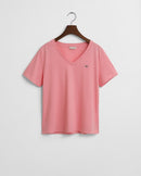 Shield V Neck T-Shirt - Geranium Pink