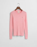Gant Stretch Cable Round Neck Jumper - Geranium Pink