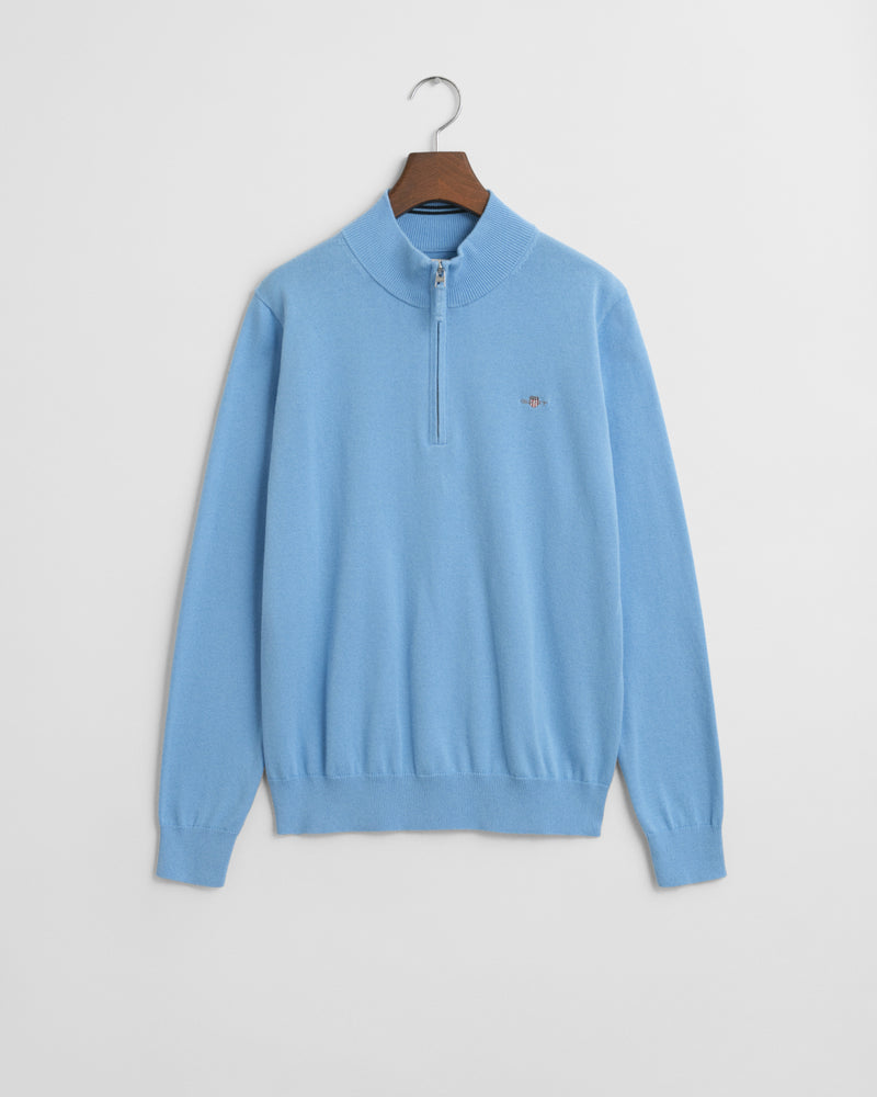 Gant Shield Cotton Half Zip Sweatshirt - Dream Blue