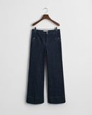 Flared Crop Jeans - Dark Blue Raw