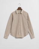 Reg Classic Poplin Striped Shirt - Taupe Beige