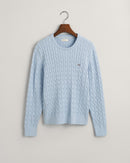 Shield Cable Round Neck Jumper - Fresh Blue