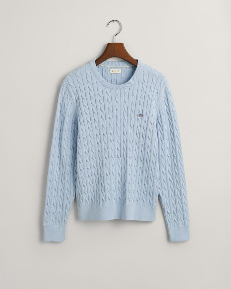 Shield Cable Round Neck Jumper - Fresh Blue