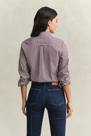 Regular Classic Poplin Striped Shirt - Darkened Wine