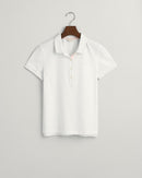 Contrast Collar Pique Polo - White