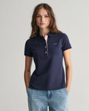 Contrast Collar Pique Polo - Evening Blue