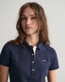 Contrast Collar Pique Polo - Evening Blue