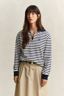 Striped Half-Zip Sweatshirt - Evening Blue
