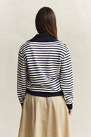 Striped Half-Zip Sweatshirt - Evening Blue