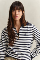 Striped Half-Zip Sweatshirt - Evening Blue