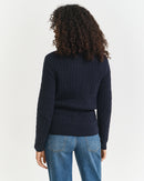 Stretch Cotton Cable Half-Zip - Evening Blue