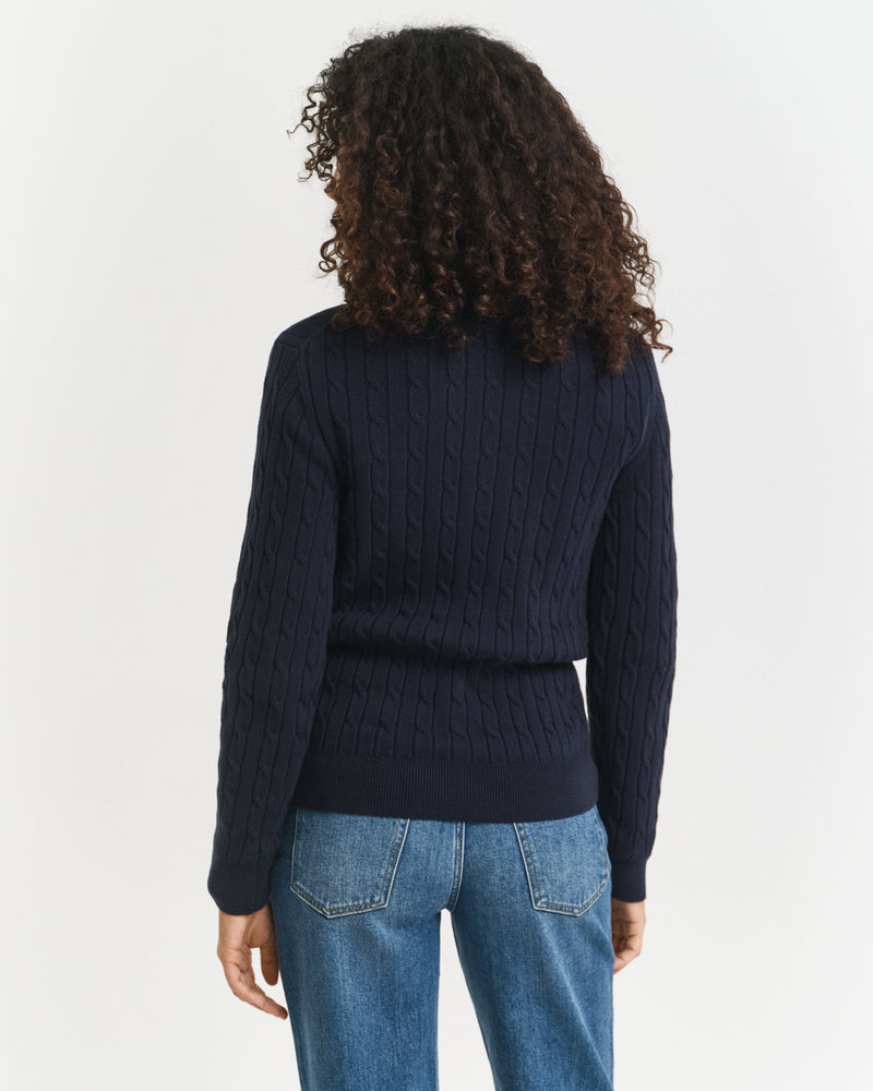 Stretch Cotton Cable Half-Zip - Evening Blue