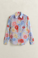 Floral Cotton Silk Shirt - Light Blue
