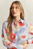 Floral Cotton Silk Shirt - Light Blue