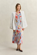 Floral Cotton Silk Shirt - Light Blue