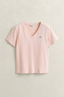 Shield Short Sleeve V-Neck T-Shirt - Apricot Pink