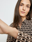 Long Sleeve Blouse - Black/ecru/white