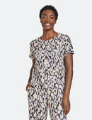 New Dimension SS Blouse - Ecru/lilac/pink