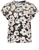 Flower Maniac Jersey Top - Black/ecru/white