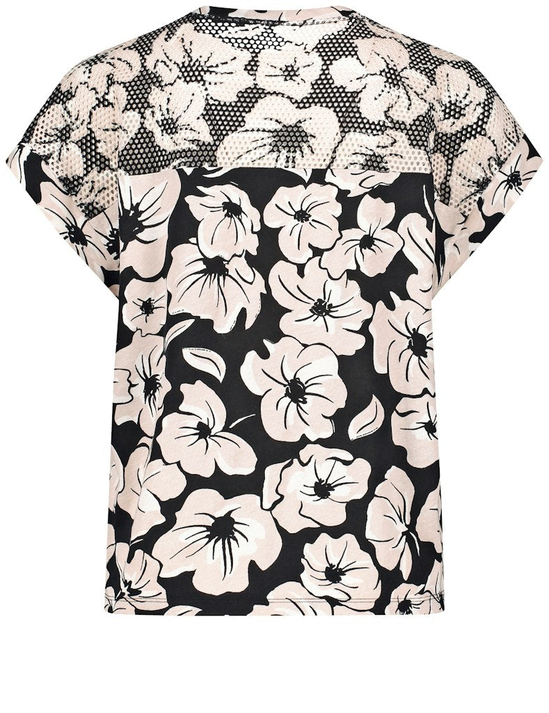 Flower Maniac Jersey Top - Black/ecru/white