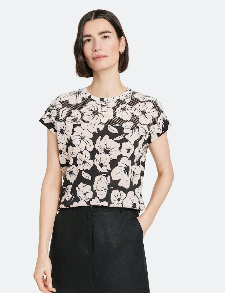 Flower Maniac Jersey Top - Black/ecru/white