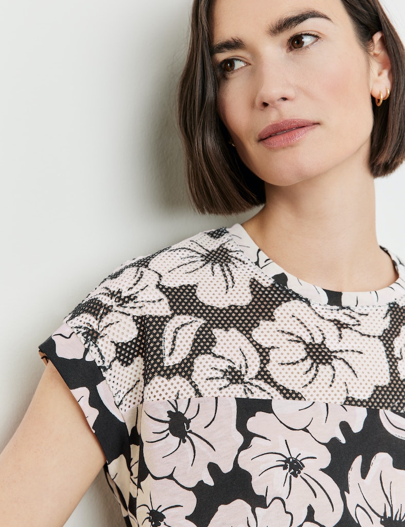 Flower Maniac Jersey Top - Black/ecru/white