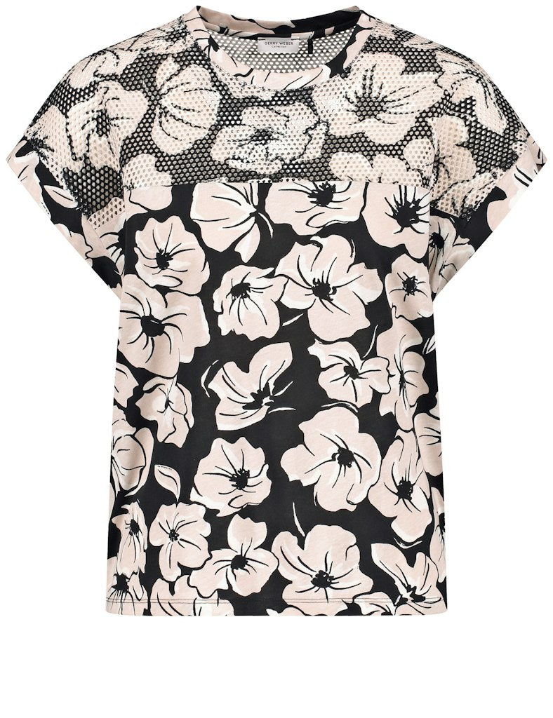 Flower Maniac Jersey Top - Black/ecru/white