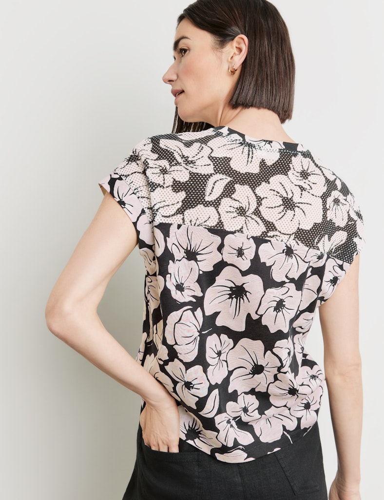Flower Maniac Jersey Top - Black/ecru/white