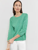 Flower Maniac 3/4 Slv Jumper - Dusty Jade Green