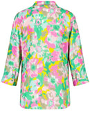 Flower Maniac 3/4 Slv Blouse - Green/lilac/pink