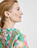 Flower Maniac 3/4 Slv Blouse - Green/lilac/pink