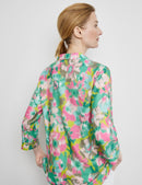 Flower Maniac 3/4 Slv Blouse - Green/lilac/pink