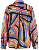Long Sleeve Blouse - Orange/blue Print