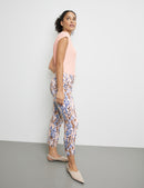 Into The Light Crop Trousers - Ecru/red/orange